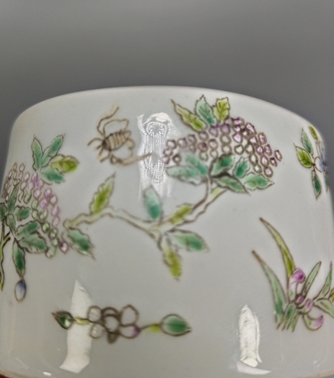 古玩陶瓷粉彩蟲草紋溫酒器真品鑒賞圖