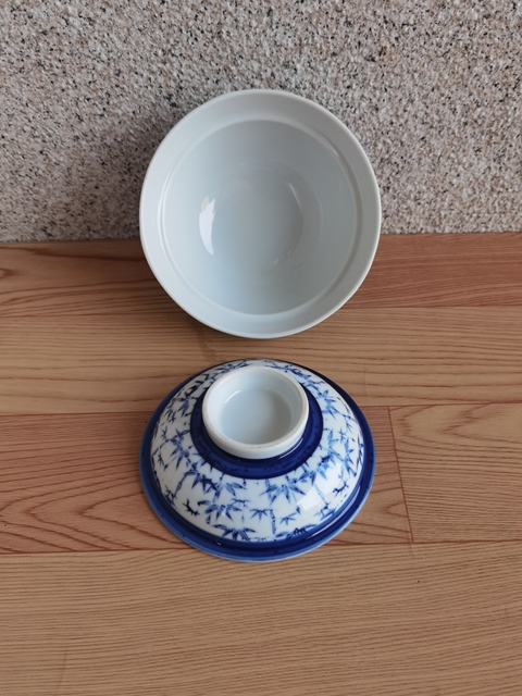 古玩陶瓷青花竹紋蓋碗拍賣,當前價格298元