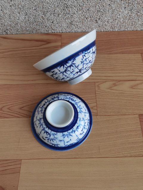 古玩陶瓷青花竹紋蓋碗拍賣,當前價格298元