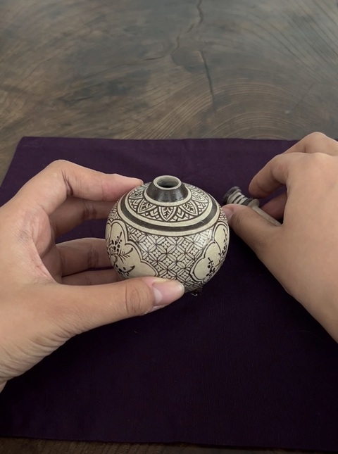 古玩陶瓷吉州窯白底黑花水盂真品鑒賞圖