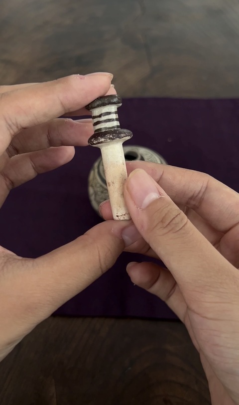 古玩陶瓷吉州窯白底黑花水盂真品鑒賞圖