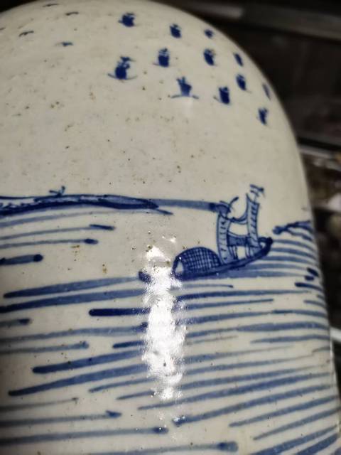 古玩陶瓷山水紋青花將軍罐真品鑒賞圖