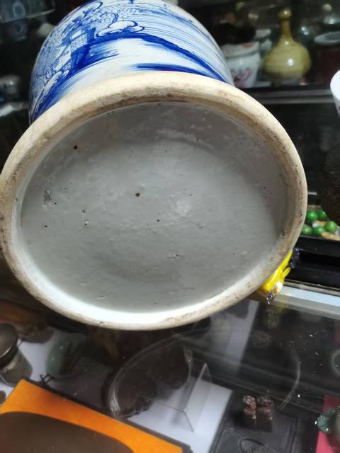 古玩陶瓷山水紋青花將軍罐真品鑒賞圖