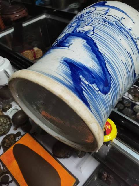 古玩陶瓷山水紋青花將軍罐真品鑒賞圖