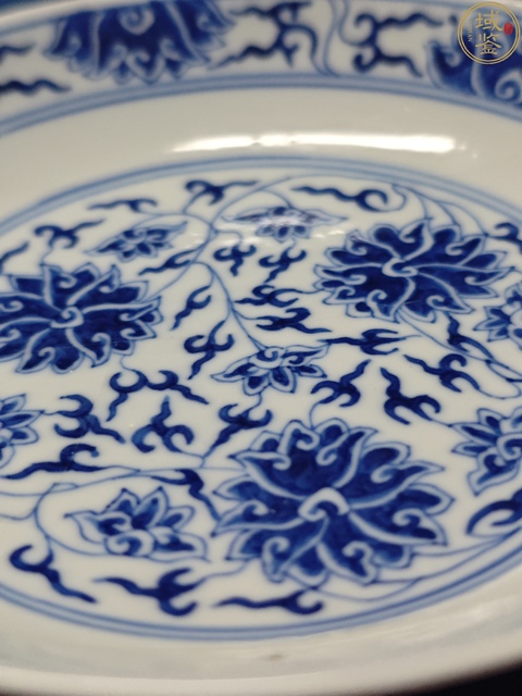 古玩陶瓷光緒青花纏枝蓮紋盤真品鑒賞圖