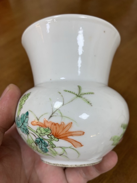古玩陶瓷粉彩耄耋圖渣斗真品鑒賞圖