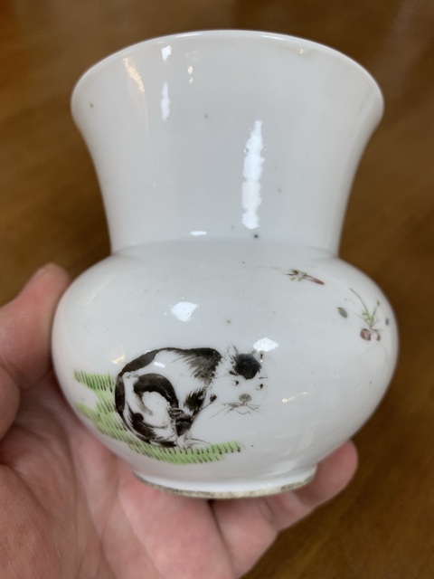 古玩陶瓷粉彩耄耋圖渣斗真品鑒賞圖