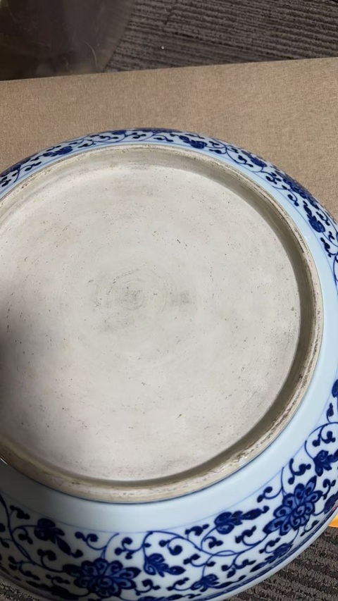 古玩陶瓷青花纏枝花卉紋盤，注意品相真品鑒賞圖