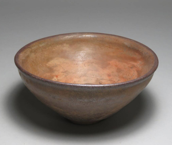 古玩陶瓷建窯柿紅釉茶盞真品鑒賞圖