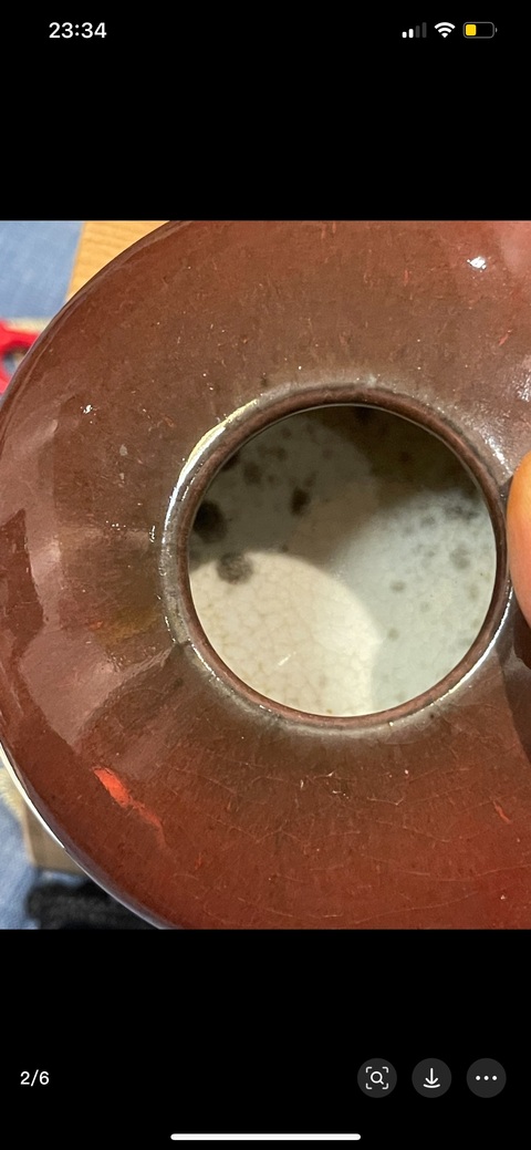 古玩陶瓷紅釉水盂真品鑒賞圖