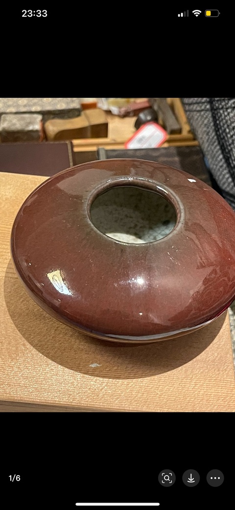 古玩陶瓷紅釉水盂真品鑒賞圖