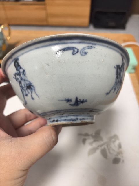 古玩陶瓷明中期.青花線描人物故事紋碗拍賣,當前價格2980元