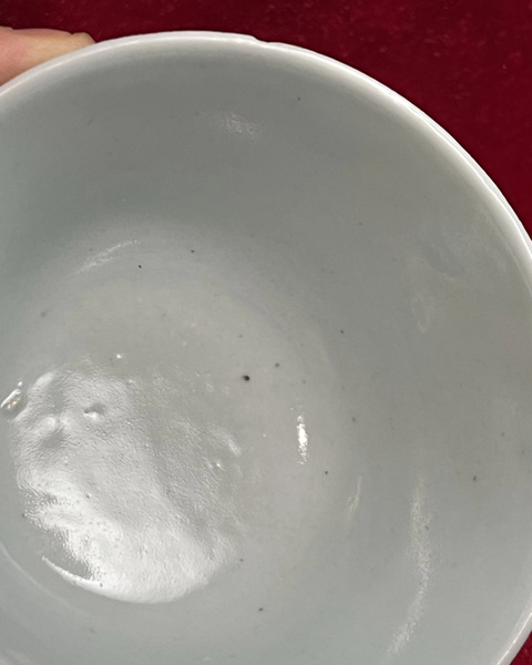 古玩陶瓷清中豆青釉杯真品鑒賞圖