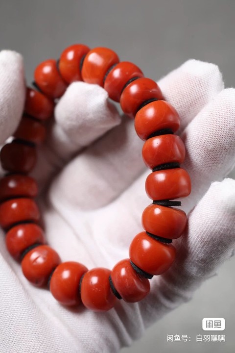 古玩玉器天然南紅珠串真品鑒賞圖