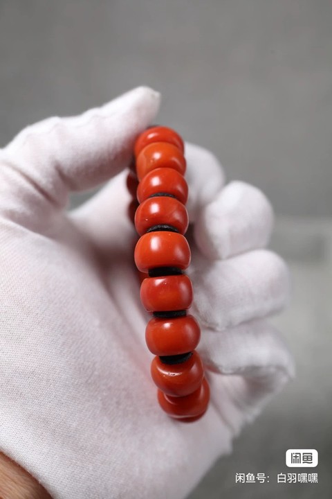古玩玉器天然南紅珠串真品鑒賞圖