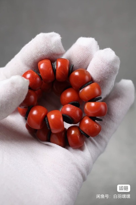 古玩玉器天然南紅珠串真品鑒賞圖