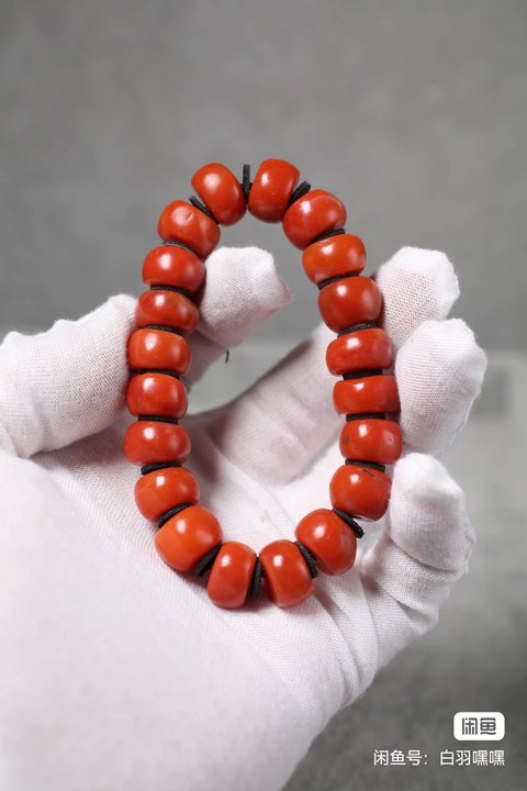古玩玉器天然南紅珠串真品鑒賞圖