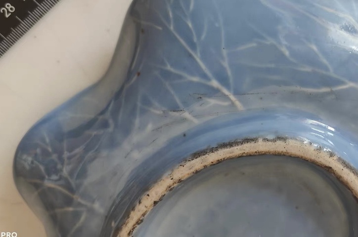 古玩陶瓷藍釉螭龍盤真品鑒賞圖