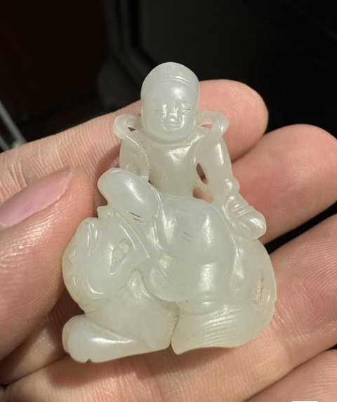 古玩玉器伏虎羅漢真品鑒賞圖