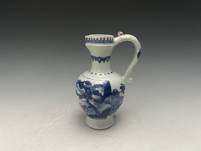 古玩陶瓷清·康熙青花山水人物紋花澆真品鑒賞圖
