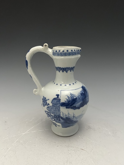 古玩陶瓷清·康熙青花山水人物紋花澆真品鑒賞圖