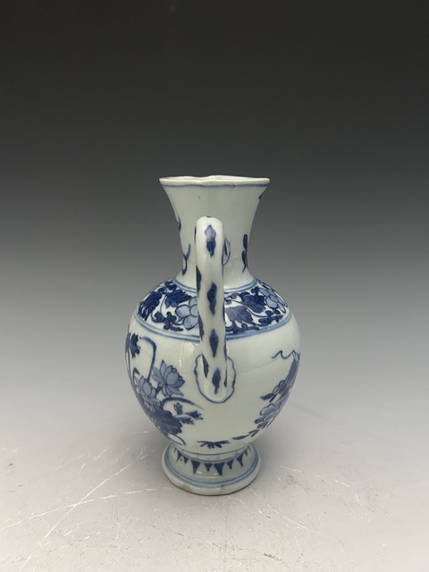 古玩陶瓷清·康熙青花花卉紋花澆真品鑒賞圖