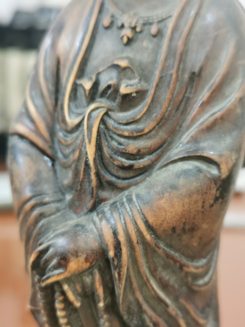 古玩雜項木雕蓮花站像觀音真品鑒賞圖