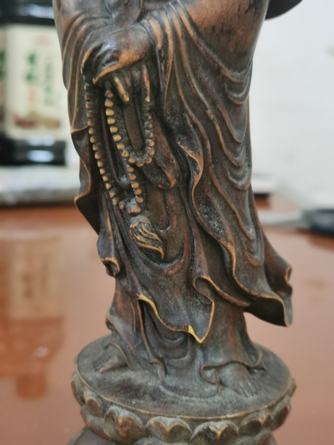 古玩雜項木雕蓮花站像觀音真品鑒賞圖