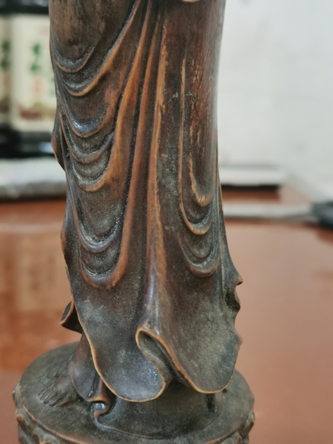 古玩雜項木雕蓮花站像觀音真品鑒賞圖