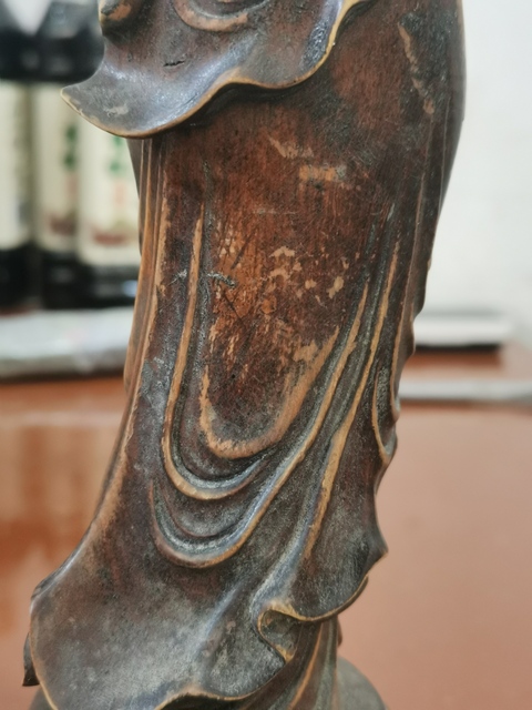 古玩雜項木雕蓮花站像觀音真品鑒賞圖