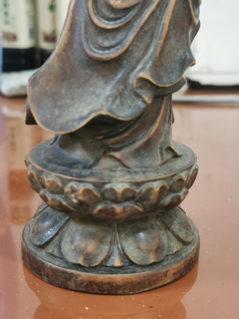 古玩雜項木雕蓮花站像觀音真品鑒賞圖