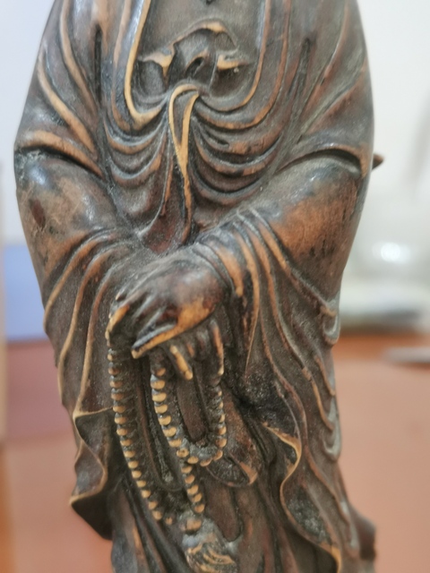 古玩雜項木雕蓮花站像觀音真品鑒賞圖