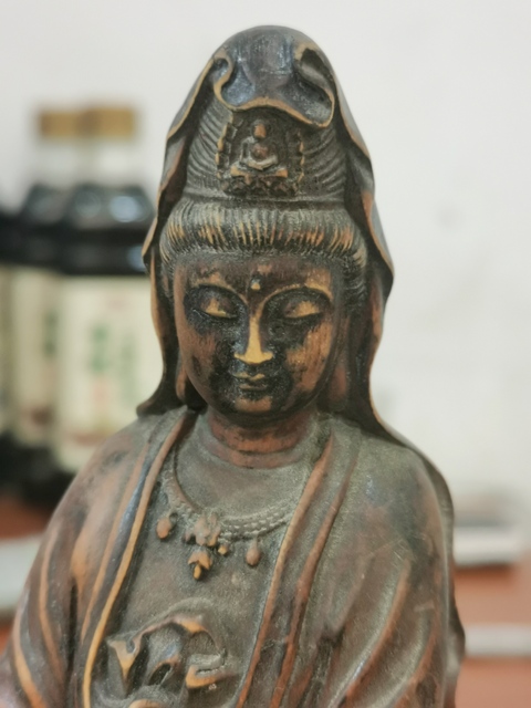 古玩雜項木雕蓮花站像觀音真品鑒賞圖