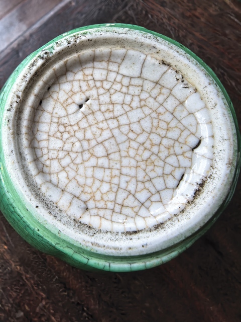 古玩陶瓷綠哥秞瓜棱罐真品鑒賞圖