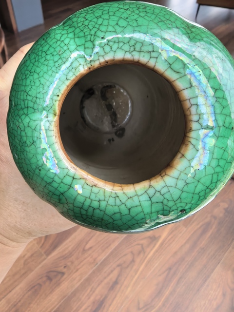 古玩陶瓷綠哥釉瓜棱罐真品鑒賞圖