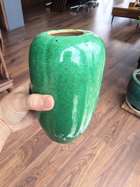 古玩陶瓷綠哥釉瓜棱罐真品鑒賞圖