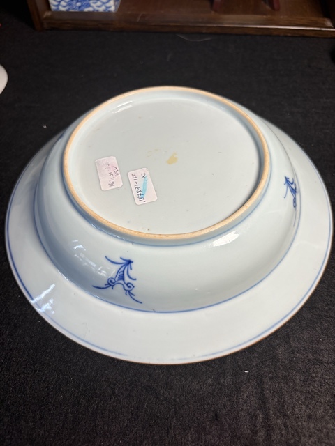 古玩陶瓷淡描青花折腰盤真品鑒賞圖
