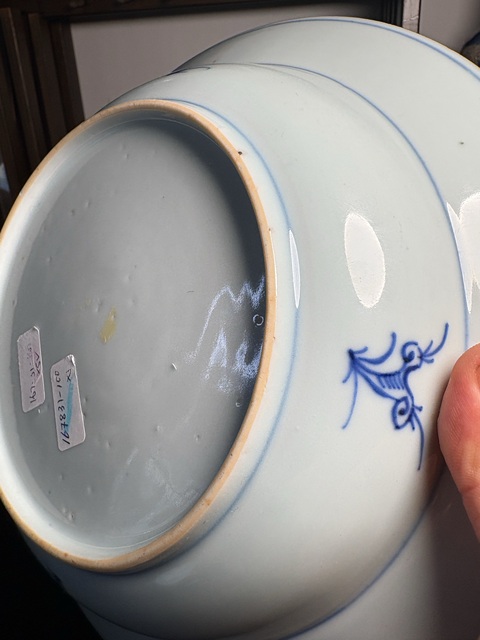 古玩陶瓷淡描青花折腰盤真品鑒賞圖