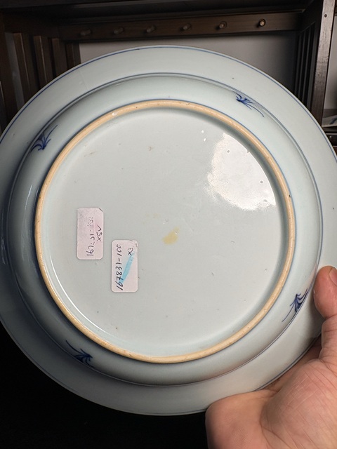 古玩陶瓷淡描青花折腰盤真品鑒賞圖