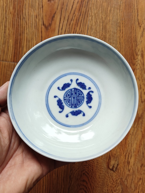 古玩陶瓷青花富貴白頭高足盤真品鑒賞圖