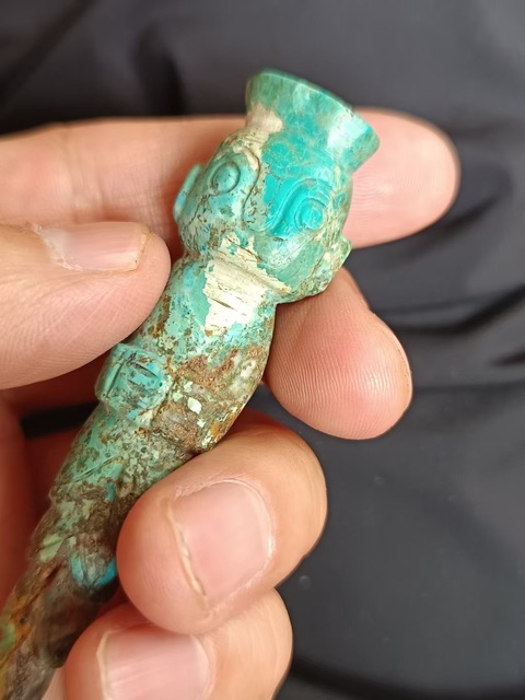 古玩玉器做舊仿古“松石人像”真品鑒賞圖