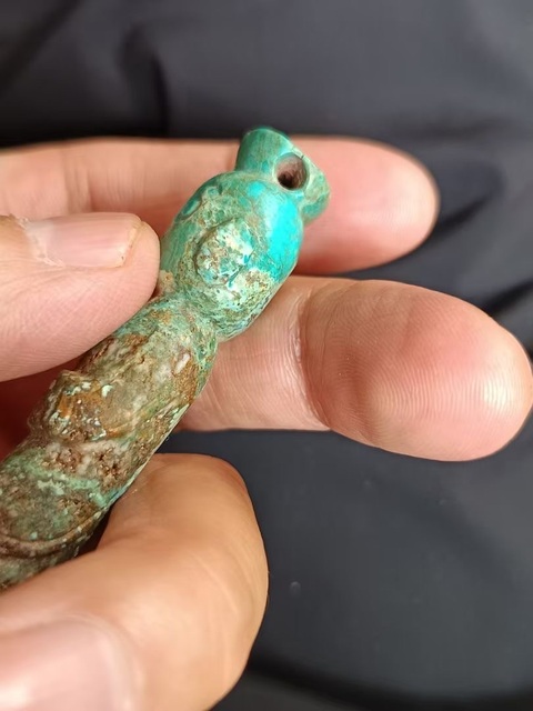 古玩玉器做舊仿古“松石人像”真品鑒賞圖