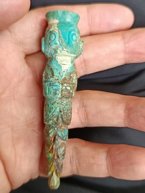 古玩玉器做舊仿古“松石人像”真品鑒賞圖