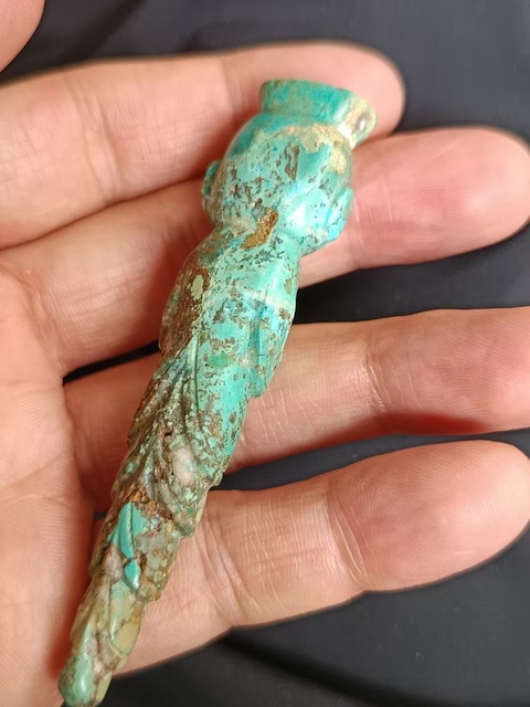古玩玉器做舊仿古“松石人像”真品鑒賞圖