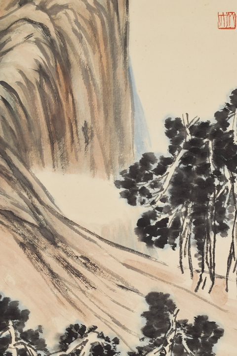 古玩字畫齊白石款山水立軸真品鑒賞圖