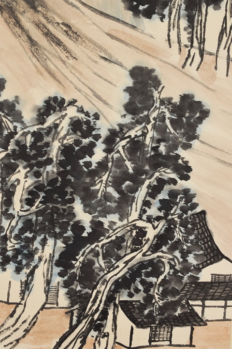 古玩字畫齊白石款山水立軸真品鑒賞圖