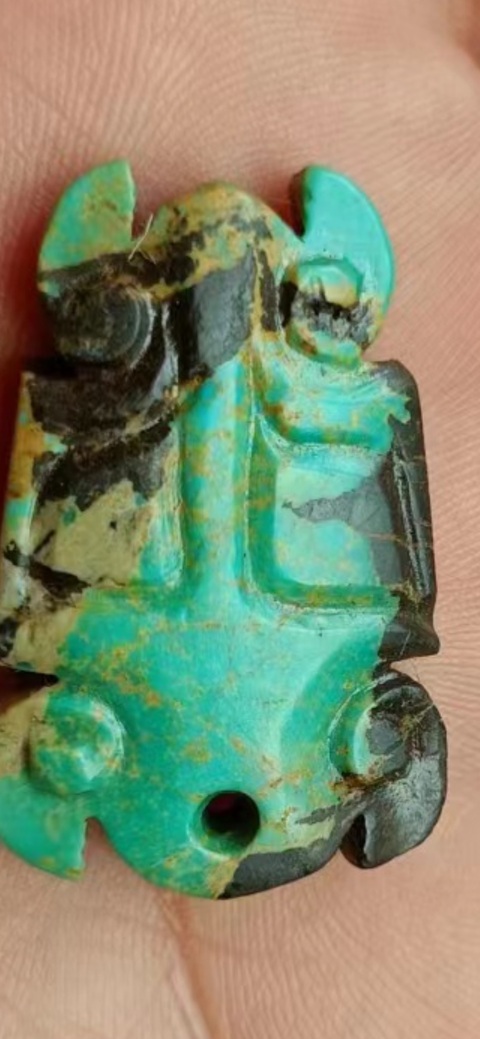古玩玉器做舊仿古“松石獸面”真品鑒賞圖