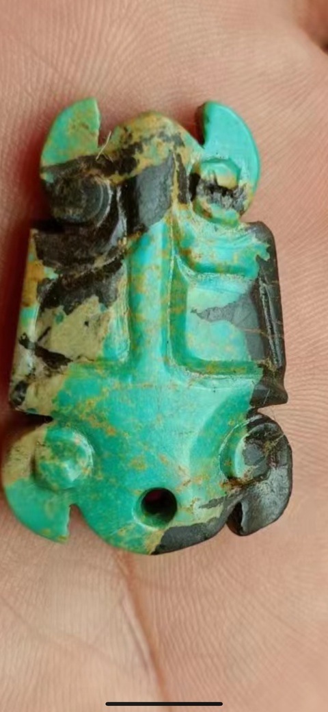 古玩玉器做舊仿古“松石獸面”真品鑒賞圖