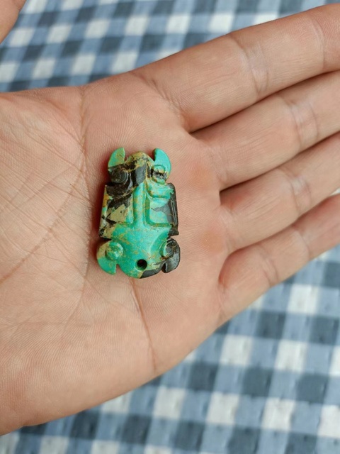 古玩玉器做舊仿古“松石獸面”真品鑒賞圖