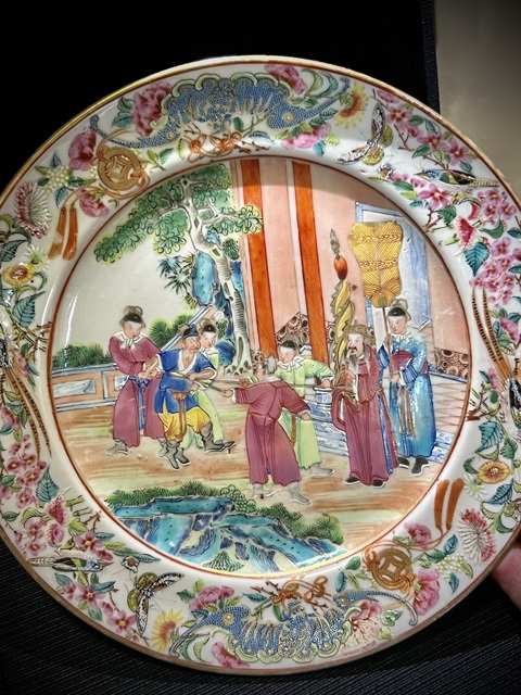古玩陶瓷廣彩人物故事紋盤真品鑒賞圖